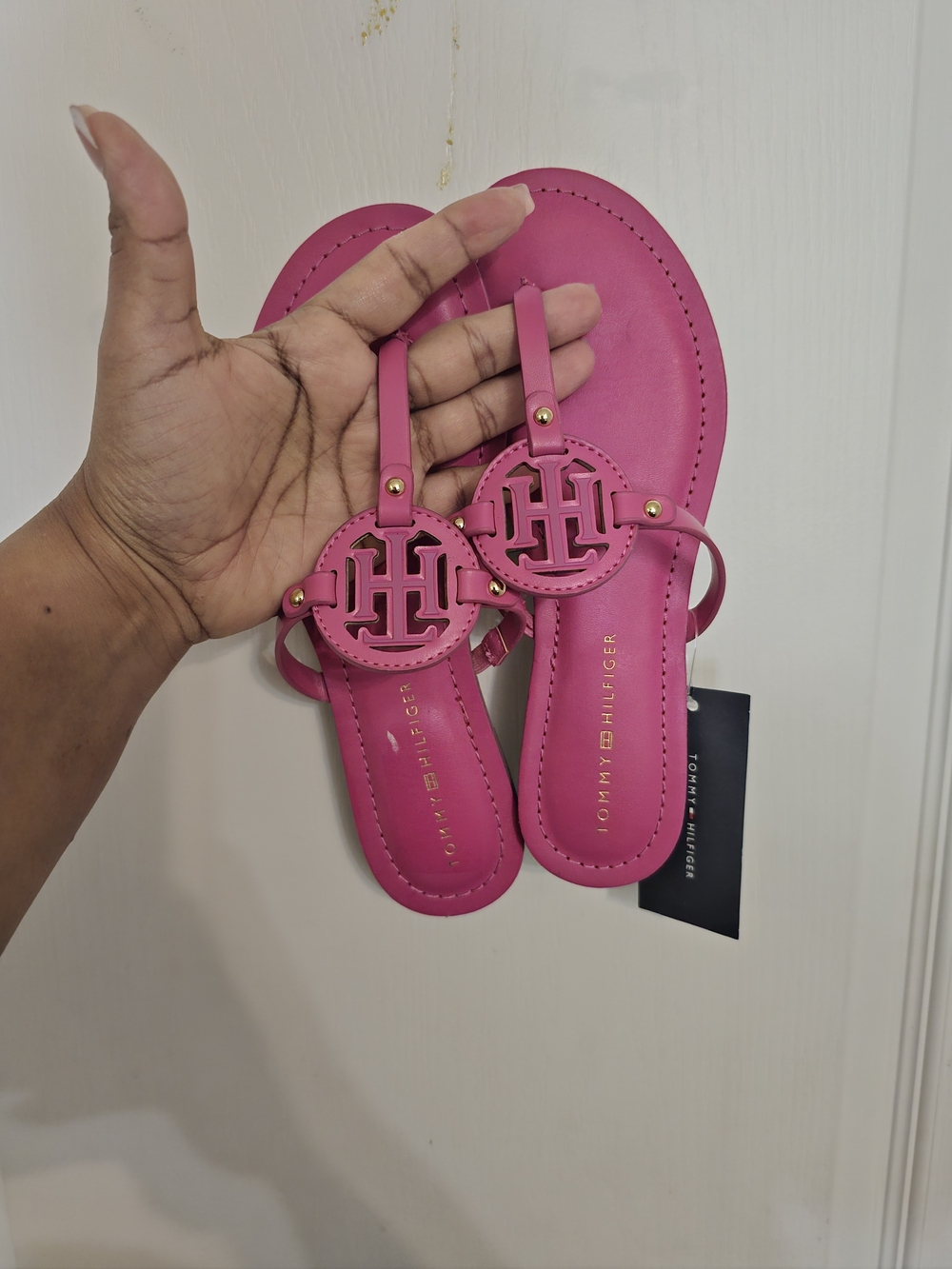 Tommy Hilfiger Pink Logo Thong Sandals